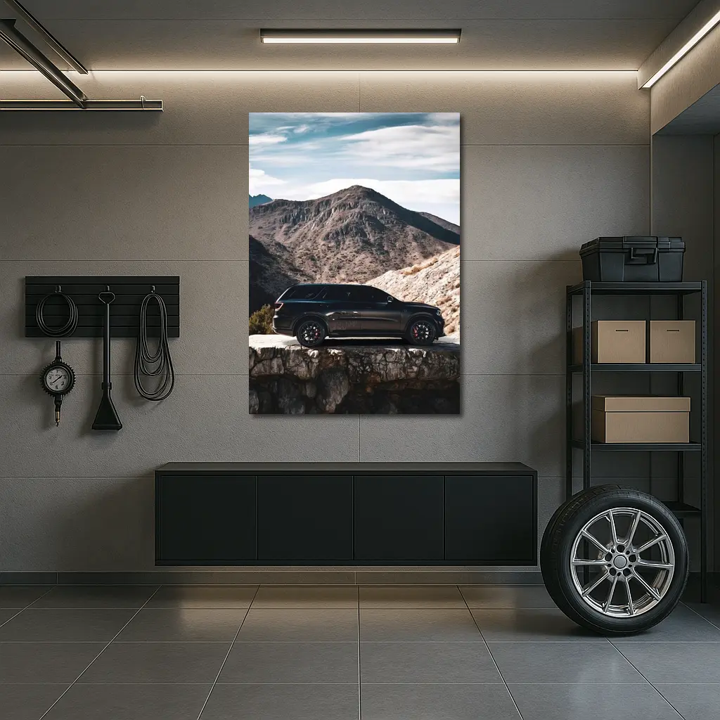 Dodge Durango Black SUV Mountain Background – Wall Art