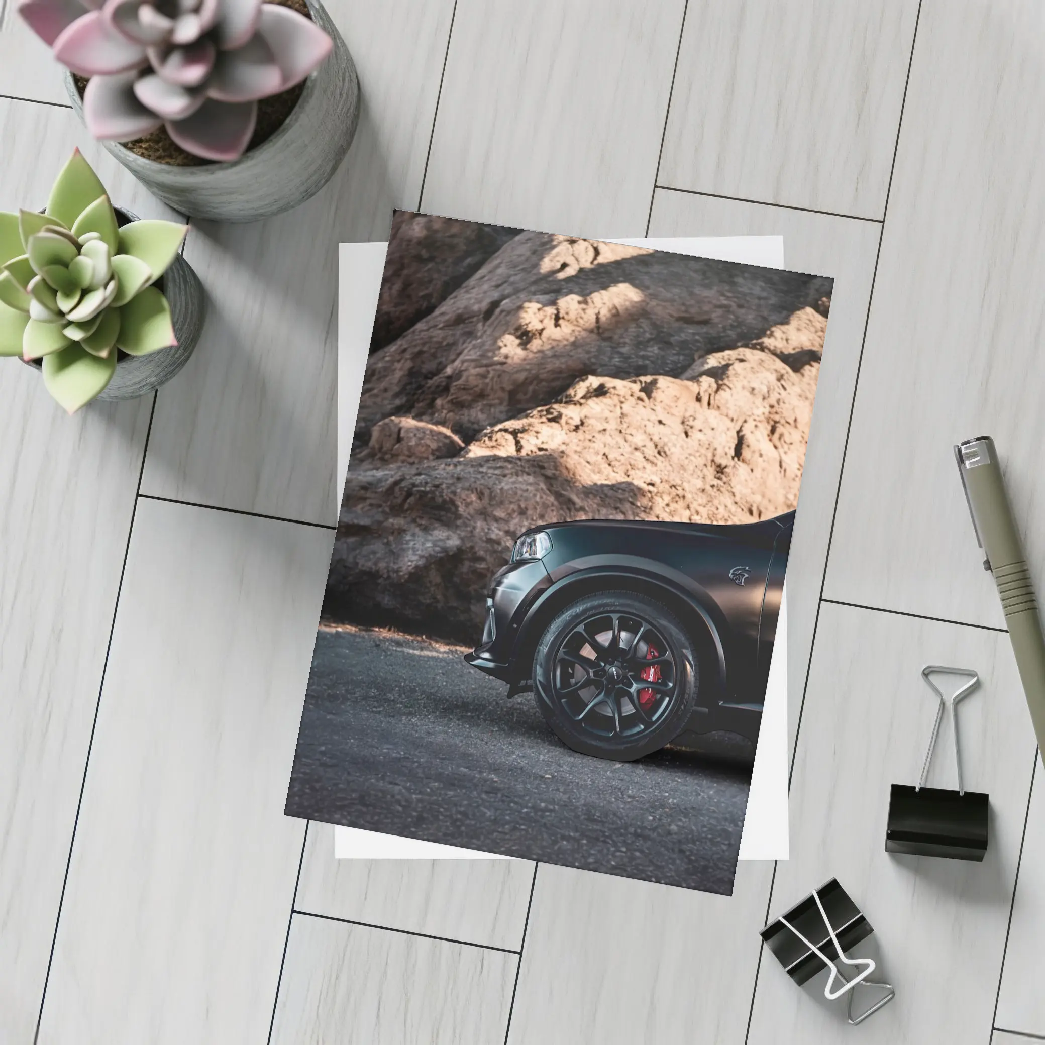 Dodge Durango Black Matte Rocky Mountain Background – Postcards