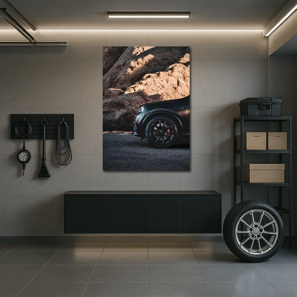Dodge Durango Black Matte Rocky Mountain Background – Wall Art