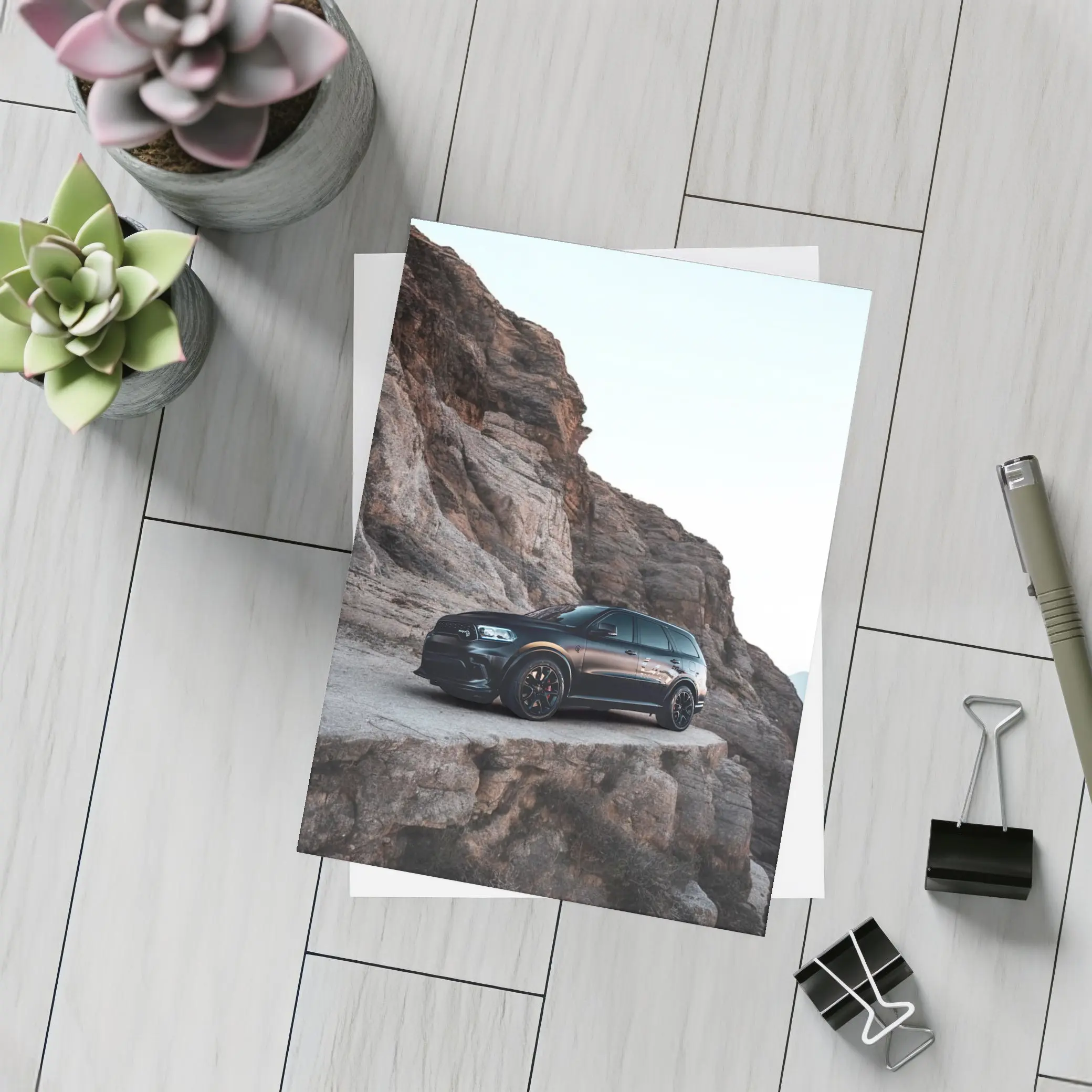 Dodge Durango Black Rocky Mountain Backdrop – Postcards