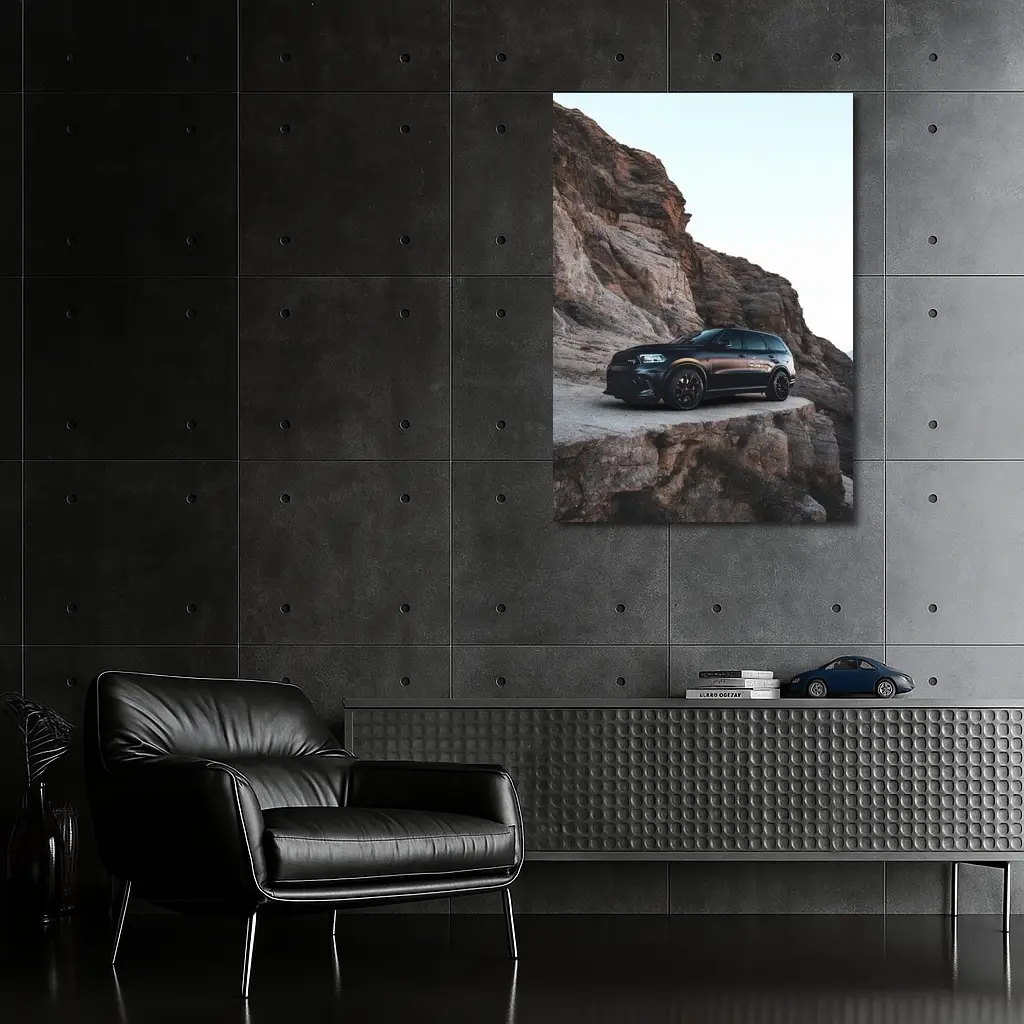 Dodge Durango Black Rocky Mountain Backdrop – Wall Art