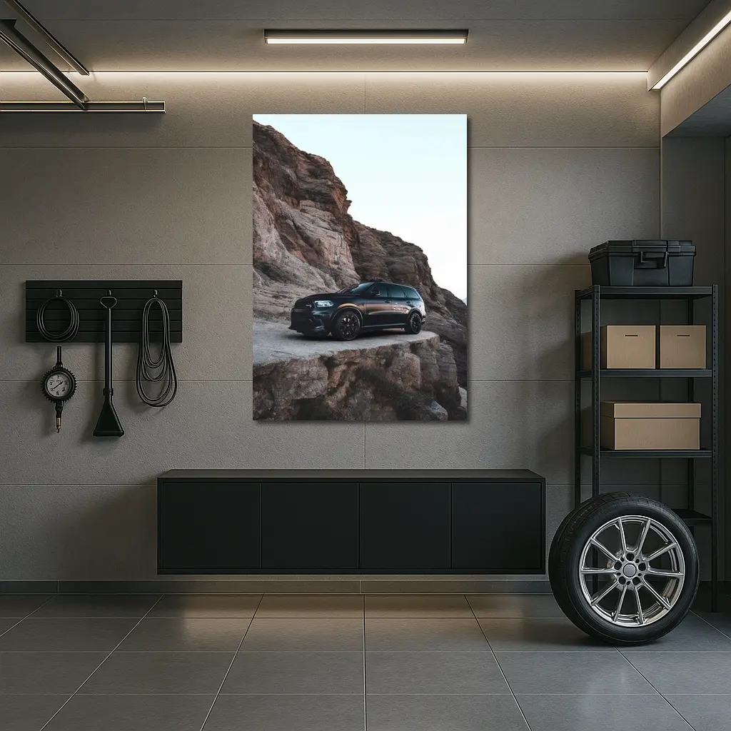 Dodge Durango Black Rocky Mountain Backdrop – Wall Art
