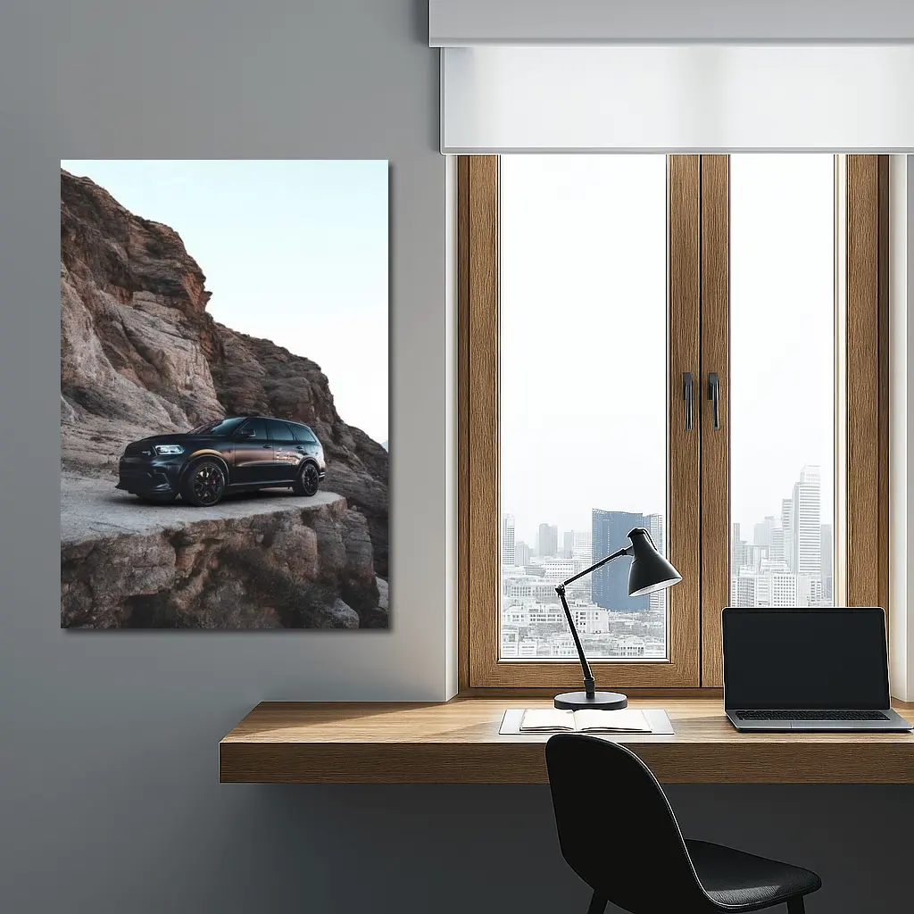 Dodge Durango Black Rocky Mountain Backdrop – Wall Art
