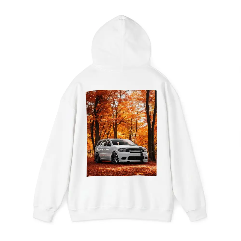 Dodge Durango White SUV Autumn Forest – Hoodies