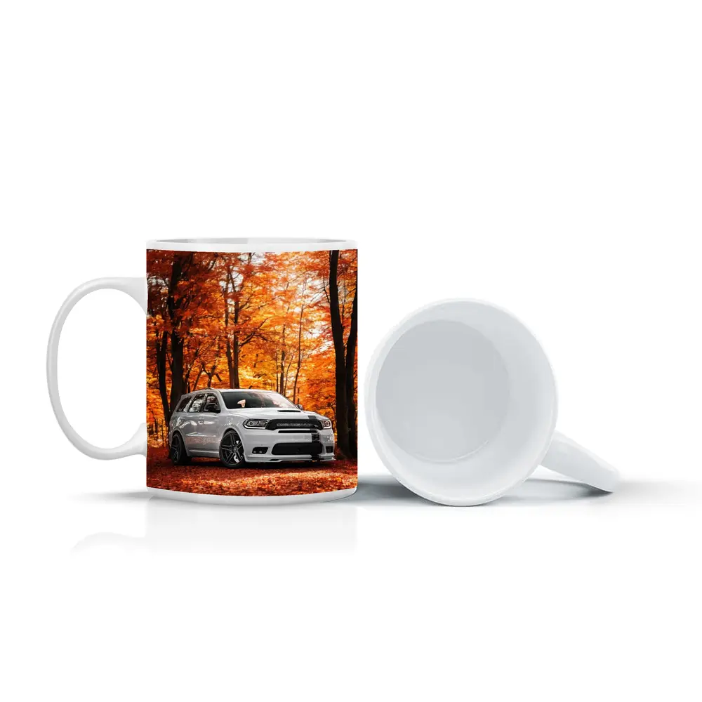 Dodge Durango White SUV Autumn Forest – Mugs