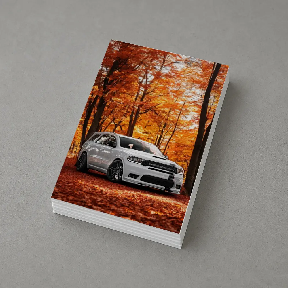 Dodge Durango White SUV Autumn Forest – Postcards