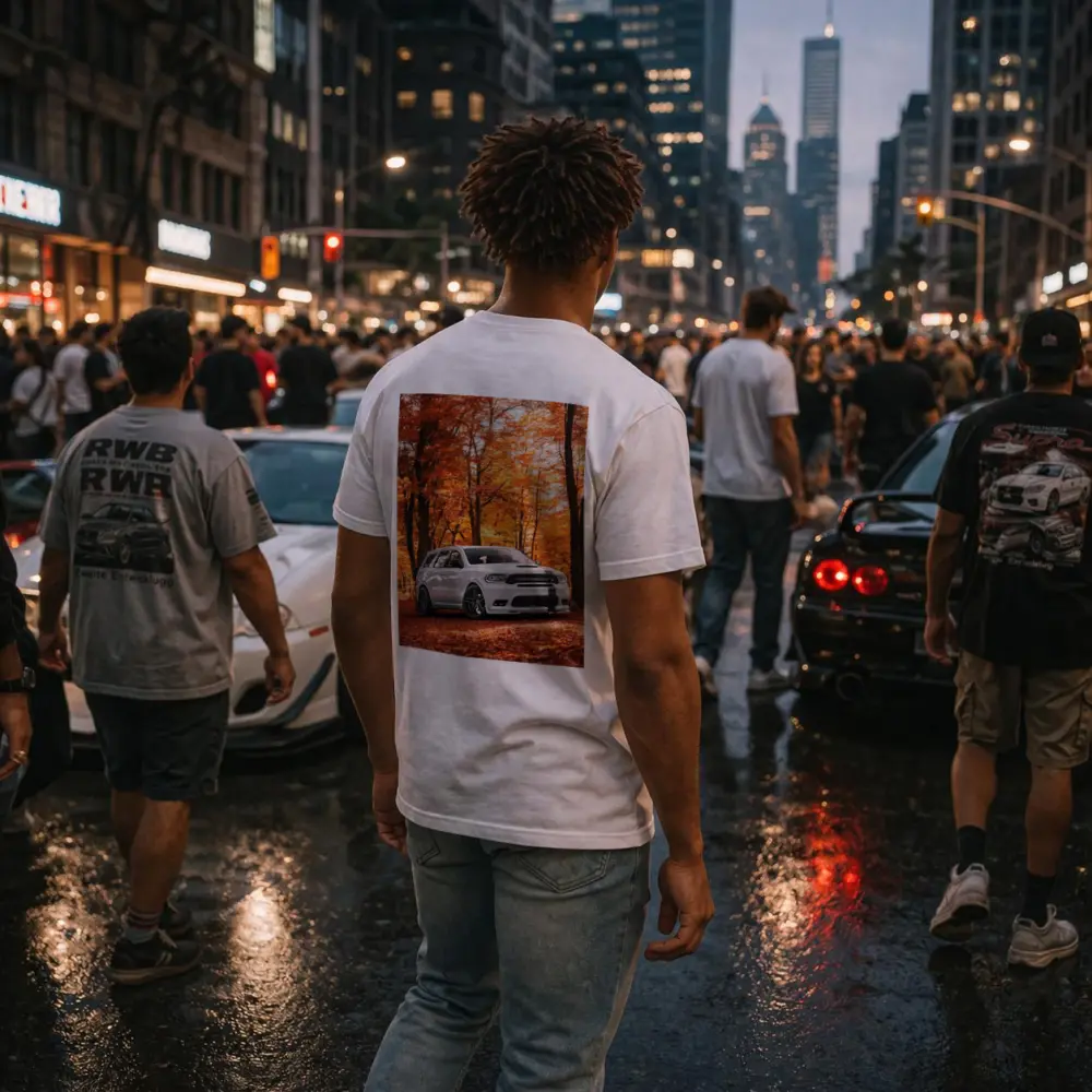 Dodge Durango White SUV Autumn Forest – T-Shirts