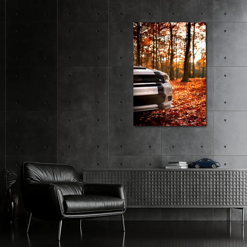 Dodge Durango RT White Autumn Forest – Wall Art