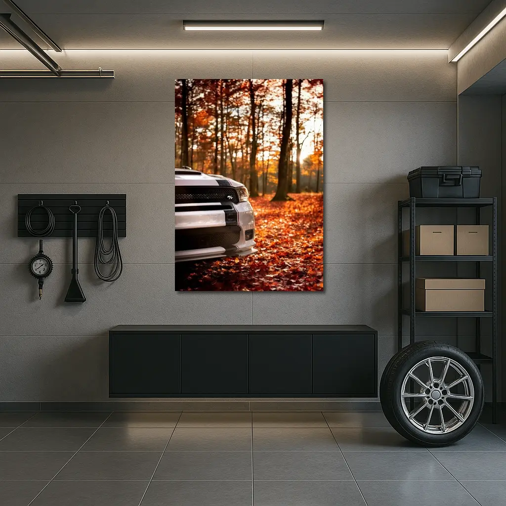 Dodge Durango RT White Autumn Forest – Wall Art