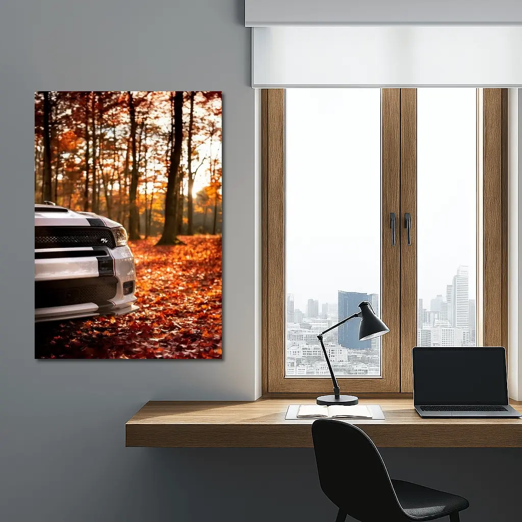 Dodge Durango RT White Autumn Forest – Wall Art