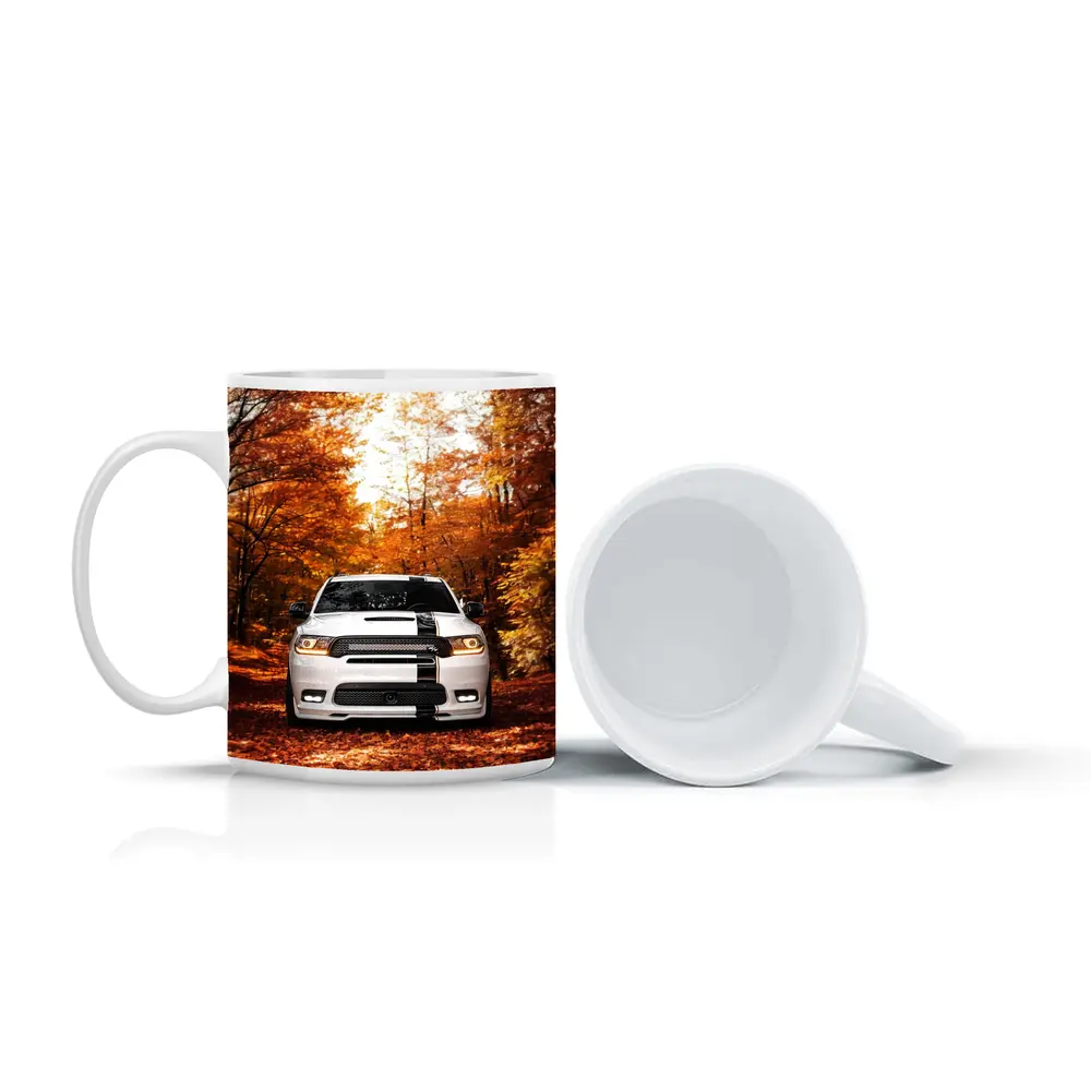 Dodge Durango White SUV Autumn Forest – Mugs