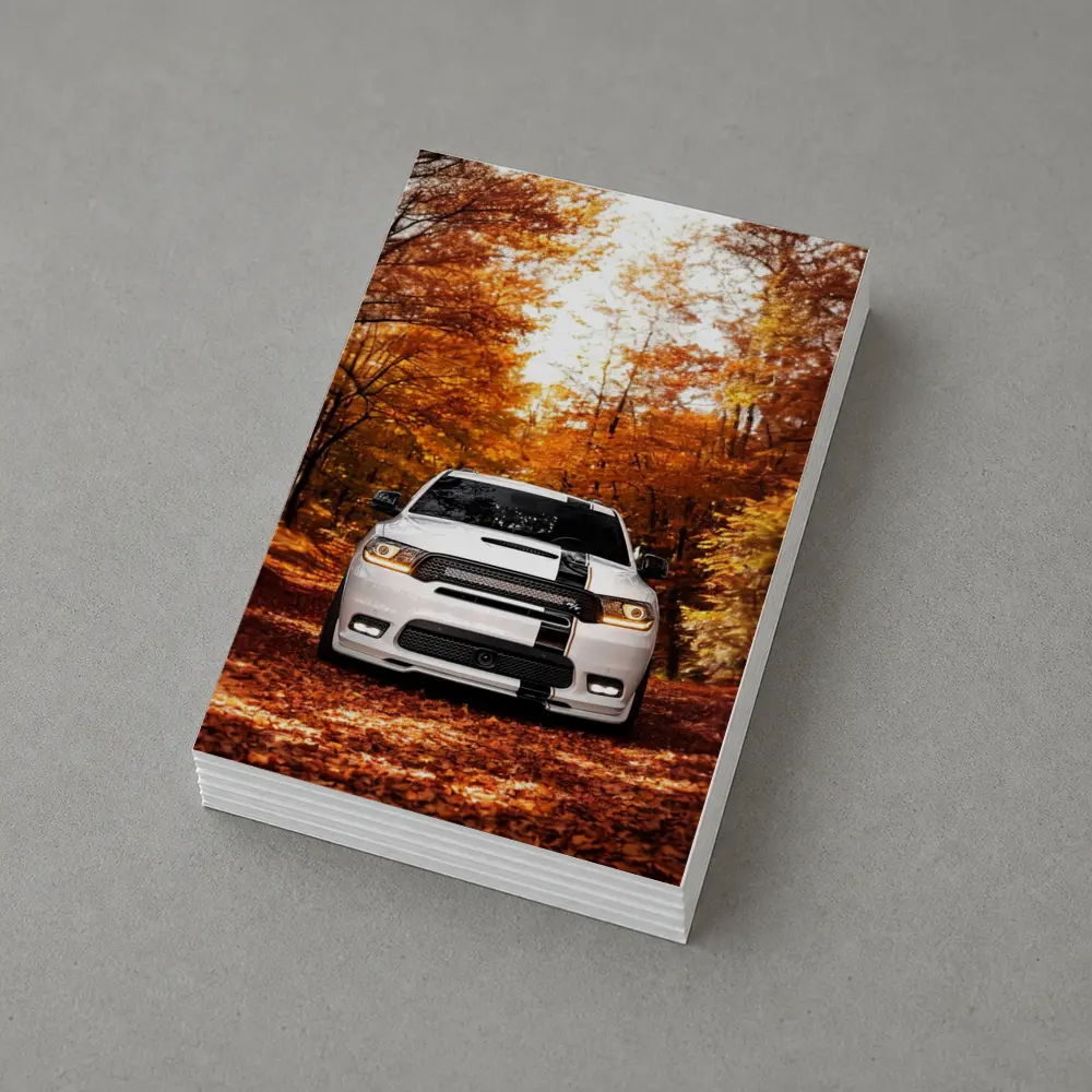 Dodge Durango White SUV Autumn Forest – Postcards