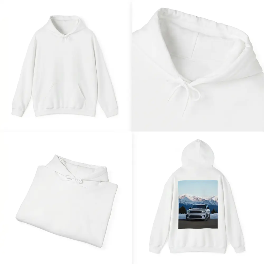 Dodge Durango White SUV Snow Mountains – Hoodies