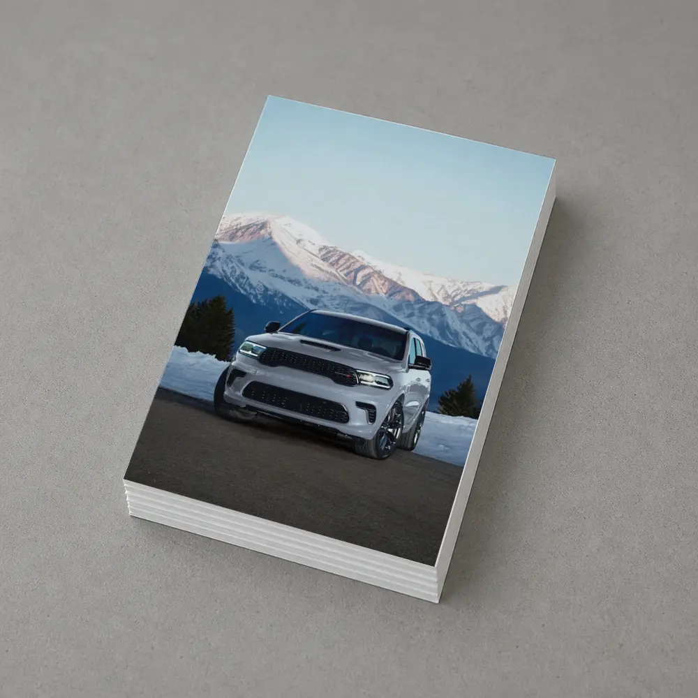Dodge Durango White SUV Snow Mountains – Postcards