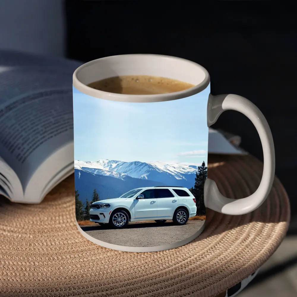 Dodge Durango SUV Snow Capped Mountain Backdrop – Mugs