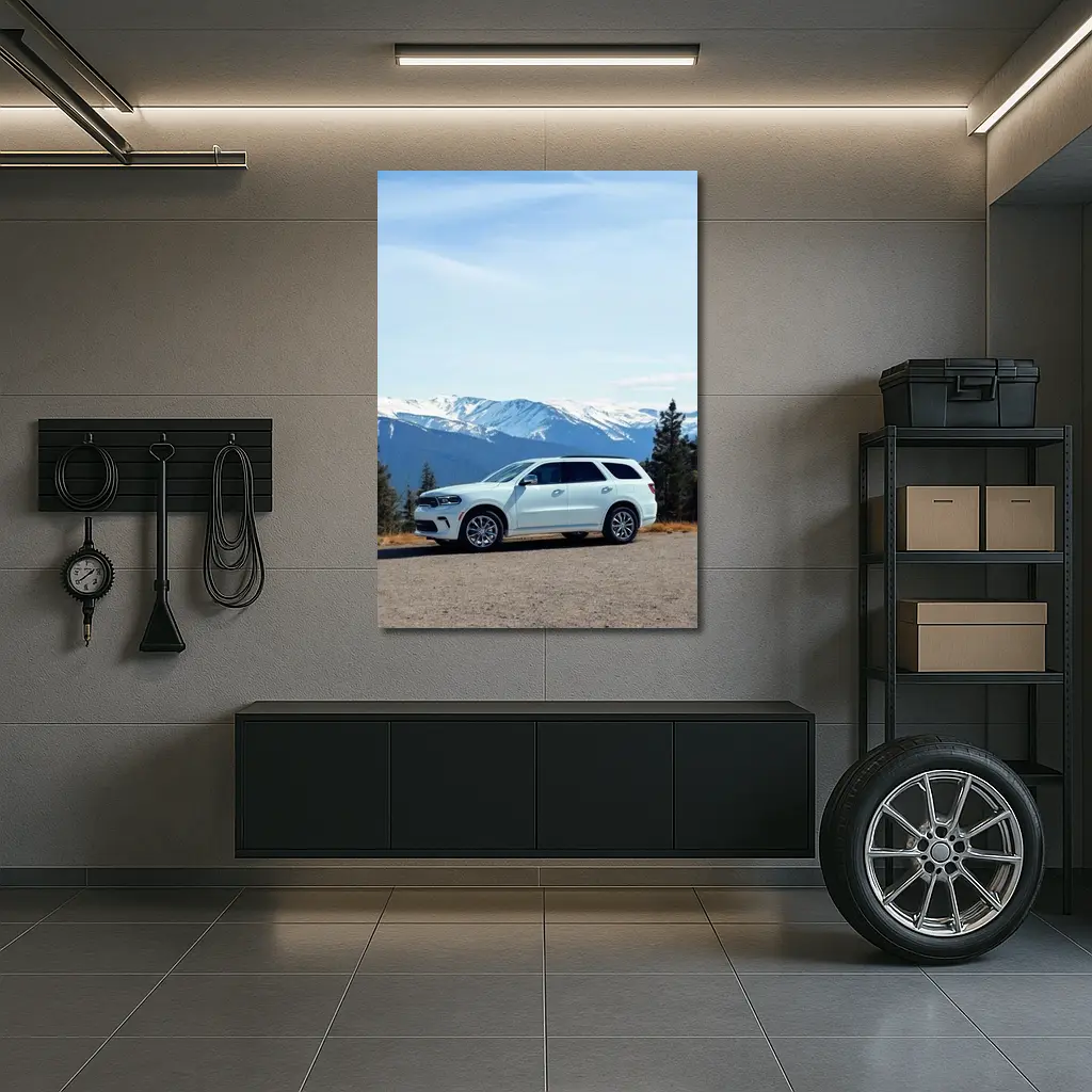 Dodge Durango SUV Snow Capped Mountain Backdrop – Wall Art