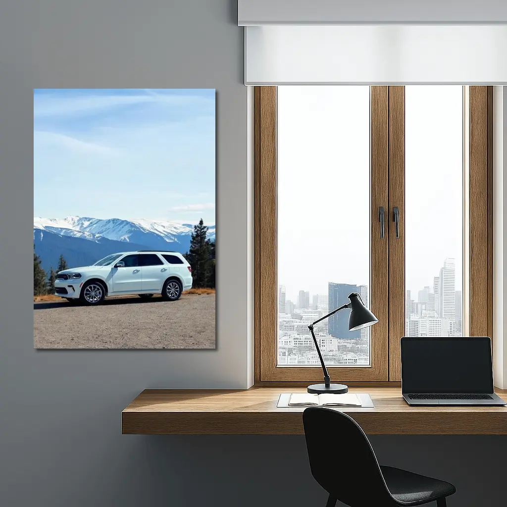 Dodge Durango SUV Snow Capped Mountain Backdrop – Wall Art