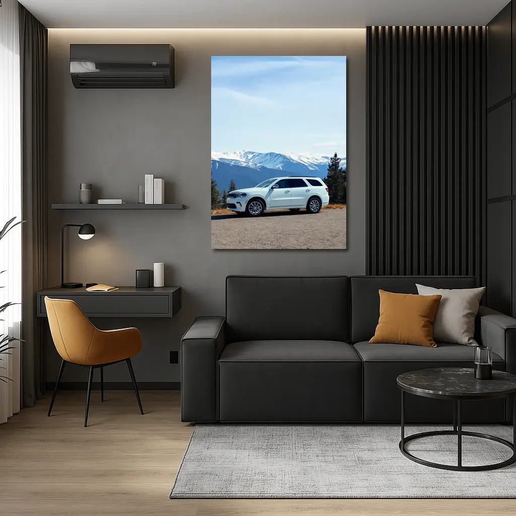 Dodge Durango SUV Snow Capped Mountain Backdrop – Wall Art