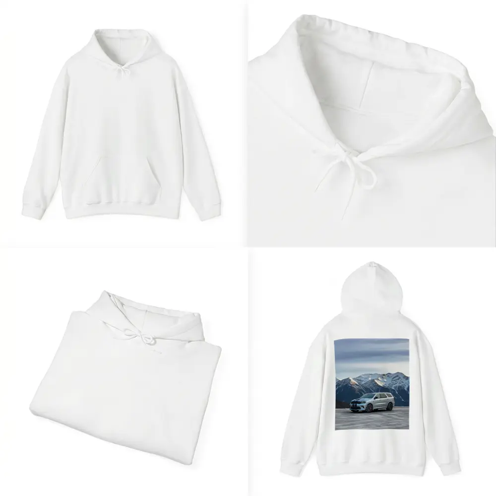 Dodge Durango Silver SUV Snowy Mountain Backdrop – Hoodies