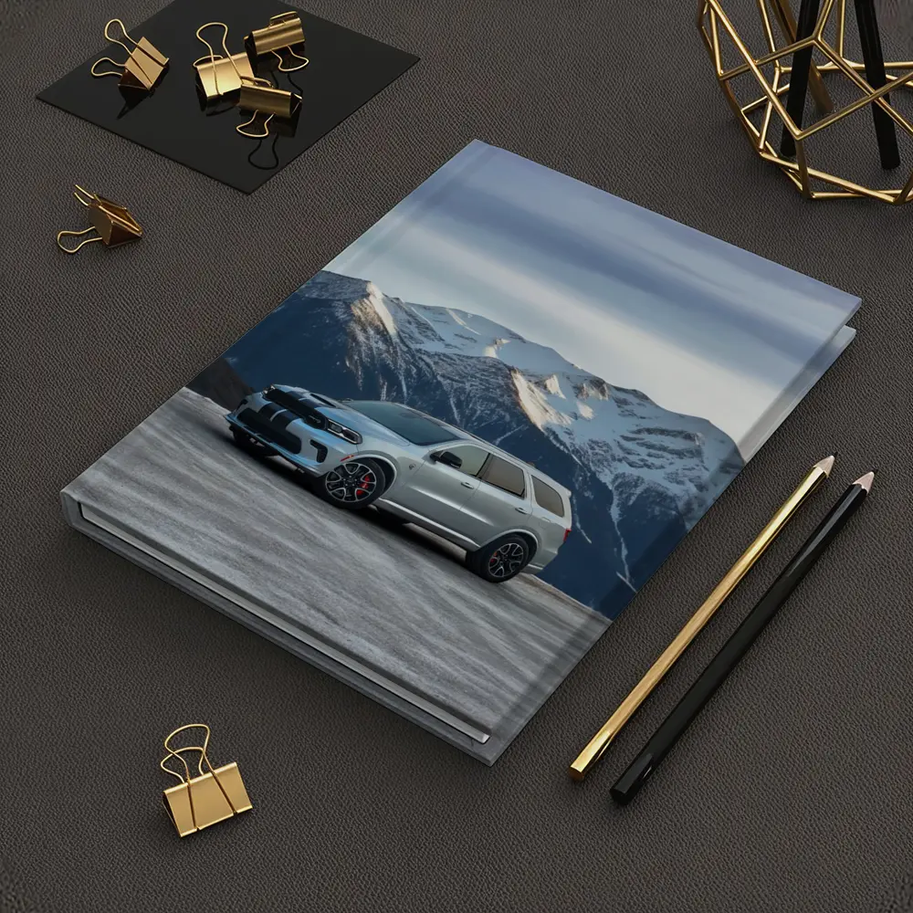 Dodge Durango Silver SUV Snowy Mountain Backdrop – Notebooks