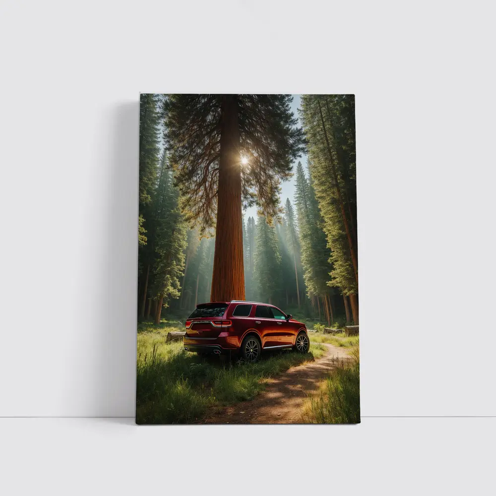Dodge Durango Red SUV Forest Setting – Wall Art