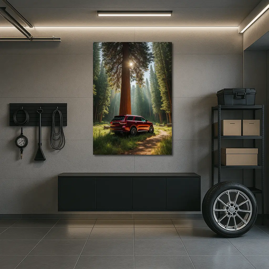 Dodge Durango Red SUV Forest Setting – Wall Art