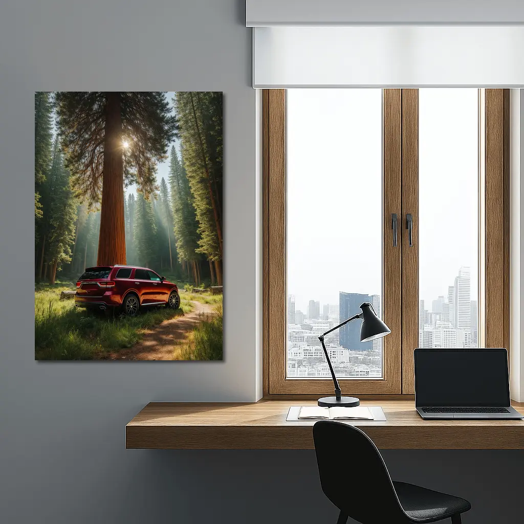 Dodge Durango Red SUV Forest Setting – Wall Art