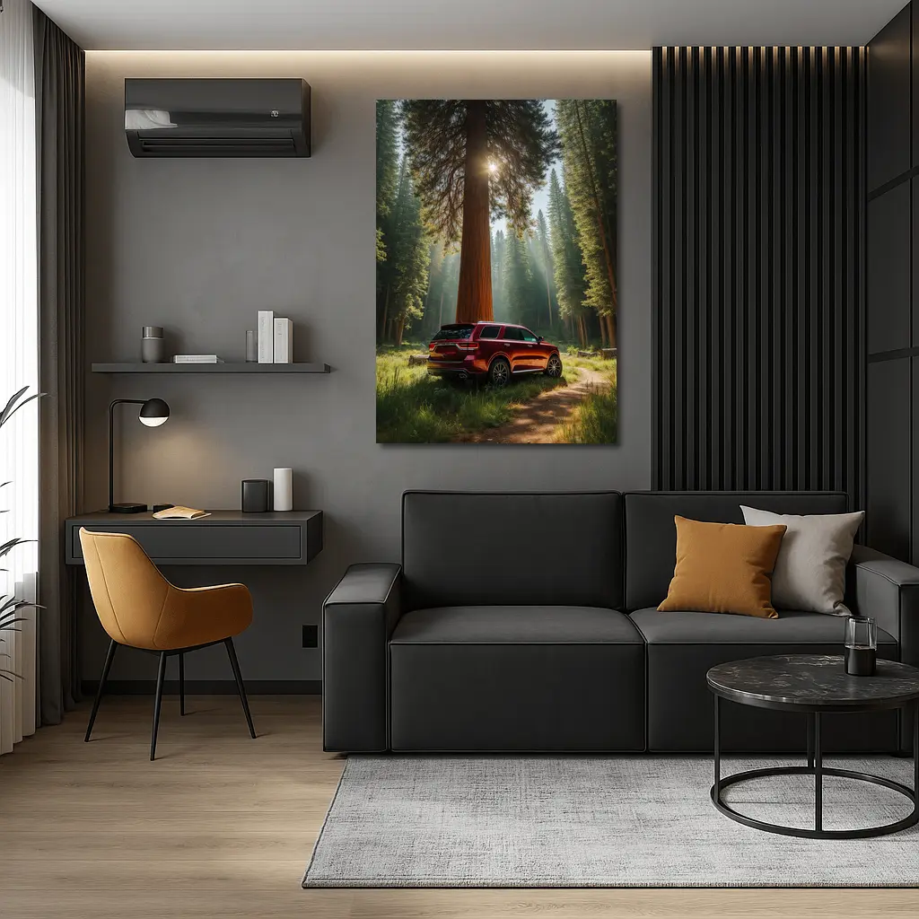 Dodge Durango Red SUV Forest Setting – Wall Art