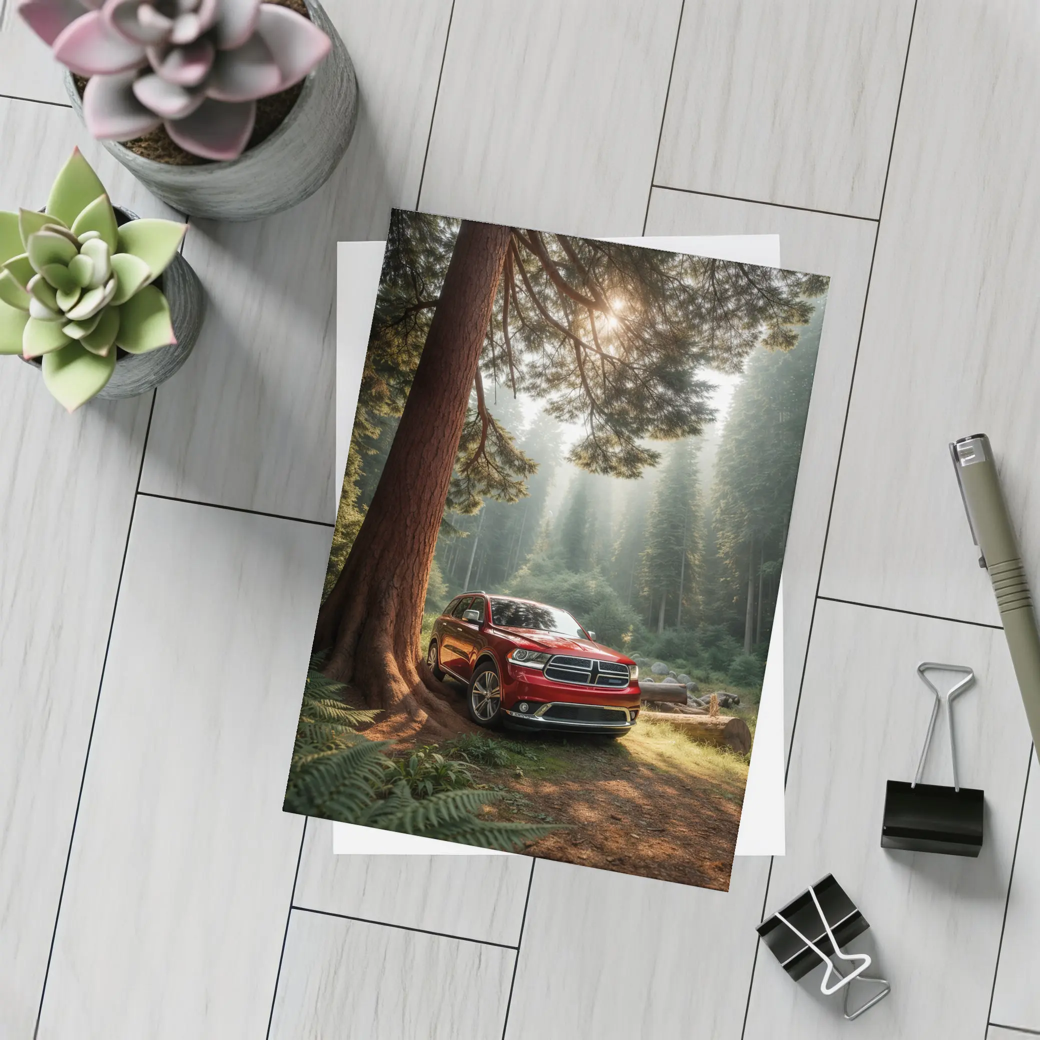 Dodge Durango SUV Deep Forest Setting – Postcards
