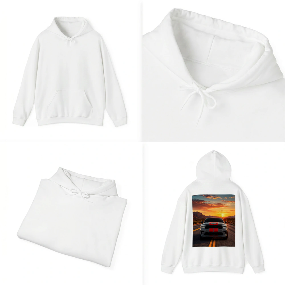 Dodge Durango Racing Down Road At Sunset – Hoodies
