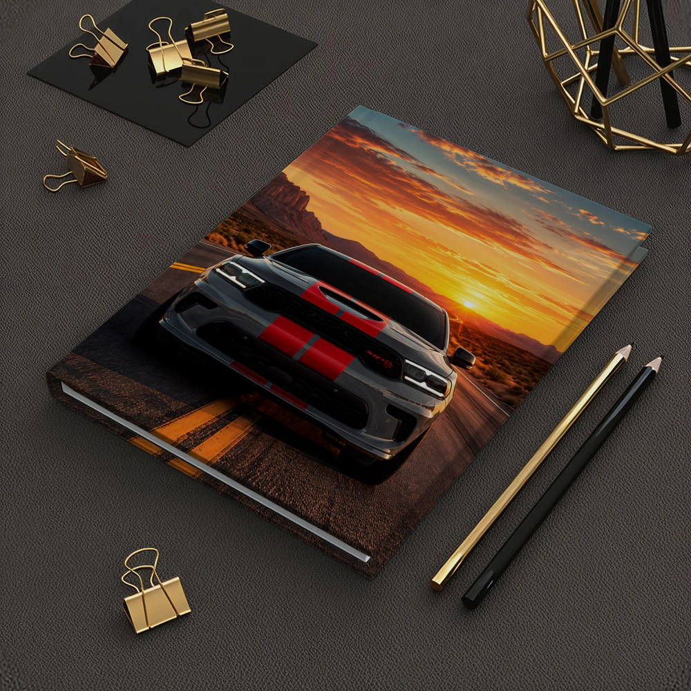 Dodge Durango Racing Down Road At Sunset – Notebooks