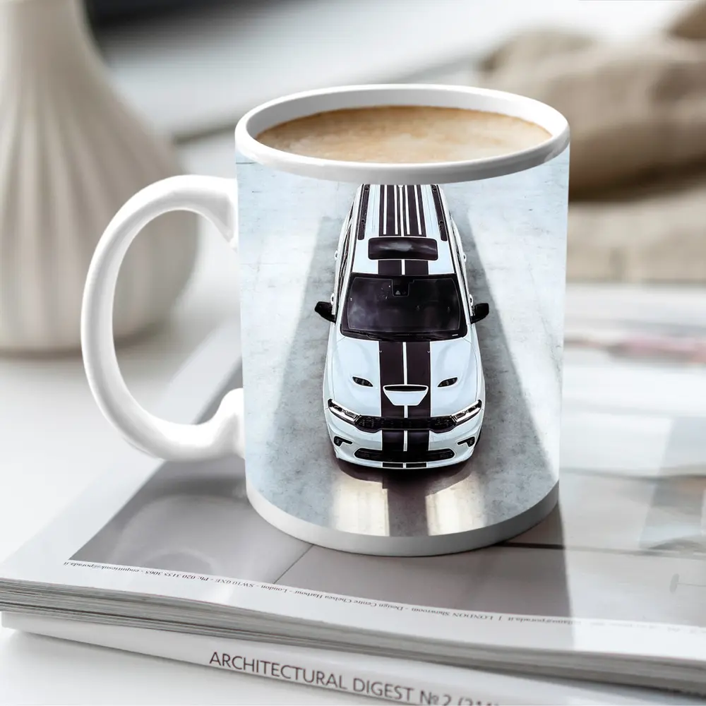 Dodge Durango SRT White Racing Stripes Overhead – Mugs
