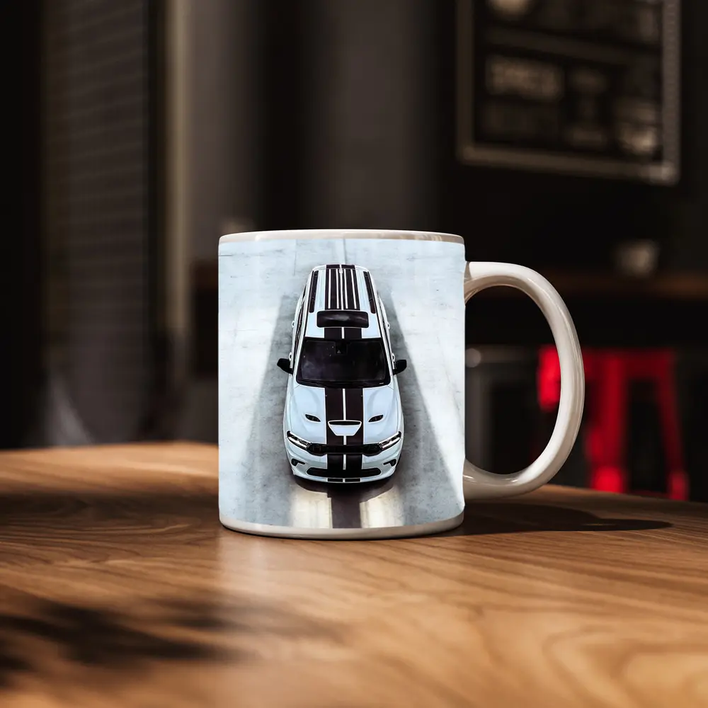 Dodge Durango SRT White Racing Stripes Overhead – Mugs