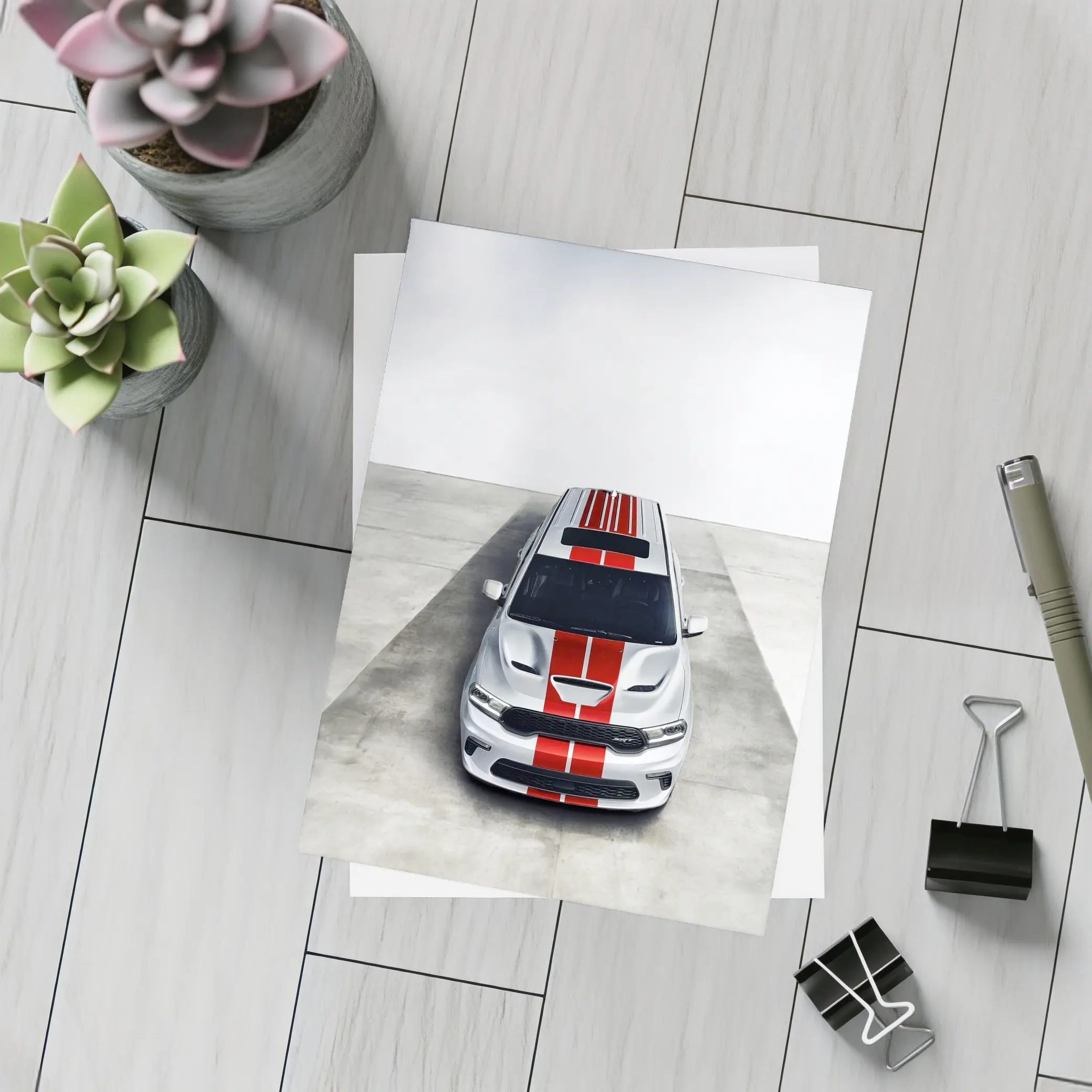 Dodge Durango SRT Silver Red Stripes Studio – Postcards