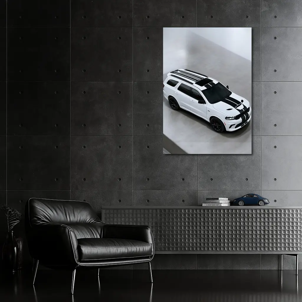 Dodge Durango SRT White Racing Stripes Studio – Wall Art
