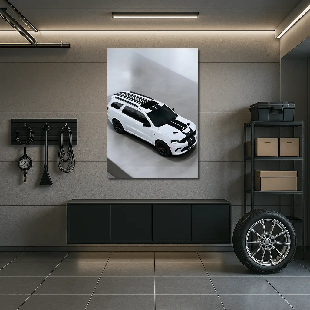 Dodge Durango SRT White Racing Stripes Studio – Wall Art