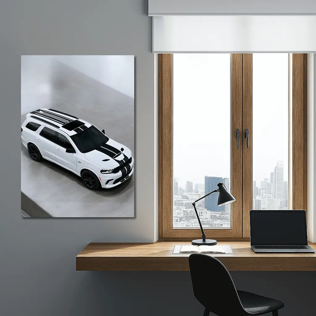 Dodge Durango SRT White Racing Stripes Studio – Wall Art