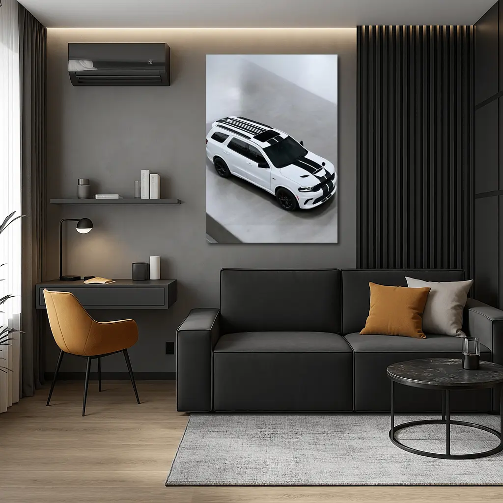 Dodge Durango SRT White Racing Stripes Studio – Wall Art