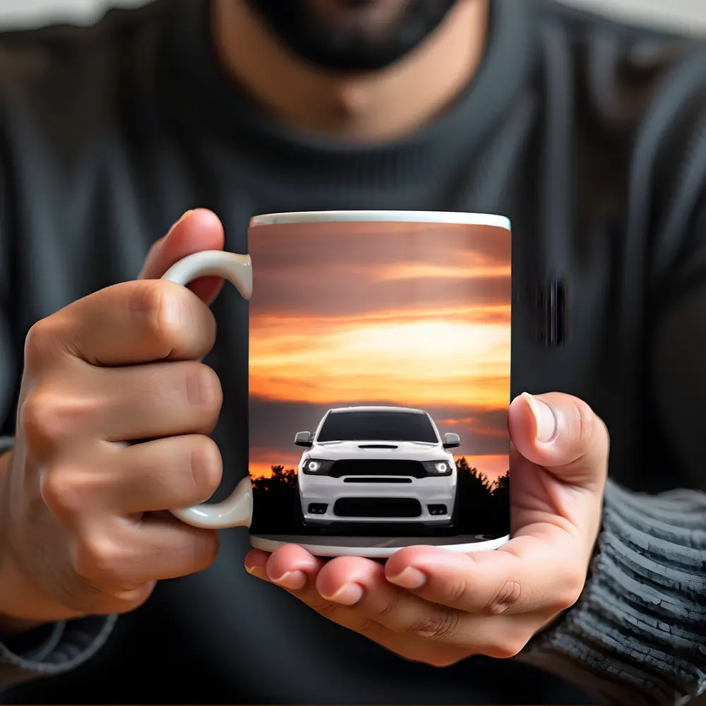 Dodge Durango White SUV Sunset Sky – Mugs