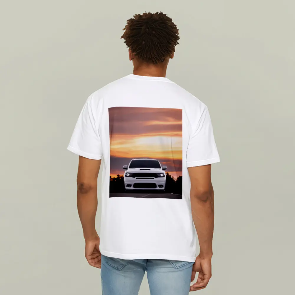 Dodge Durango White SUV Sunset Sky – T-Shirts