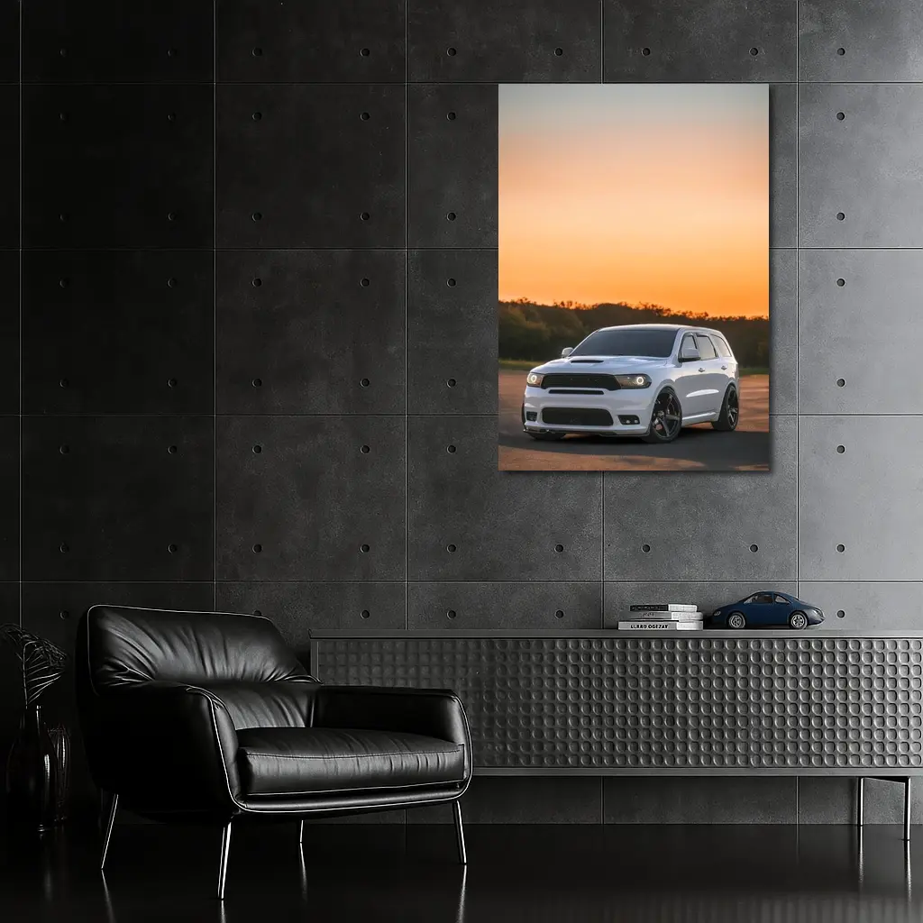 Dodge Durango SRT White Sunset Sky – Wall Art