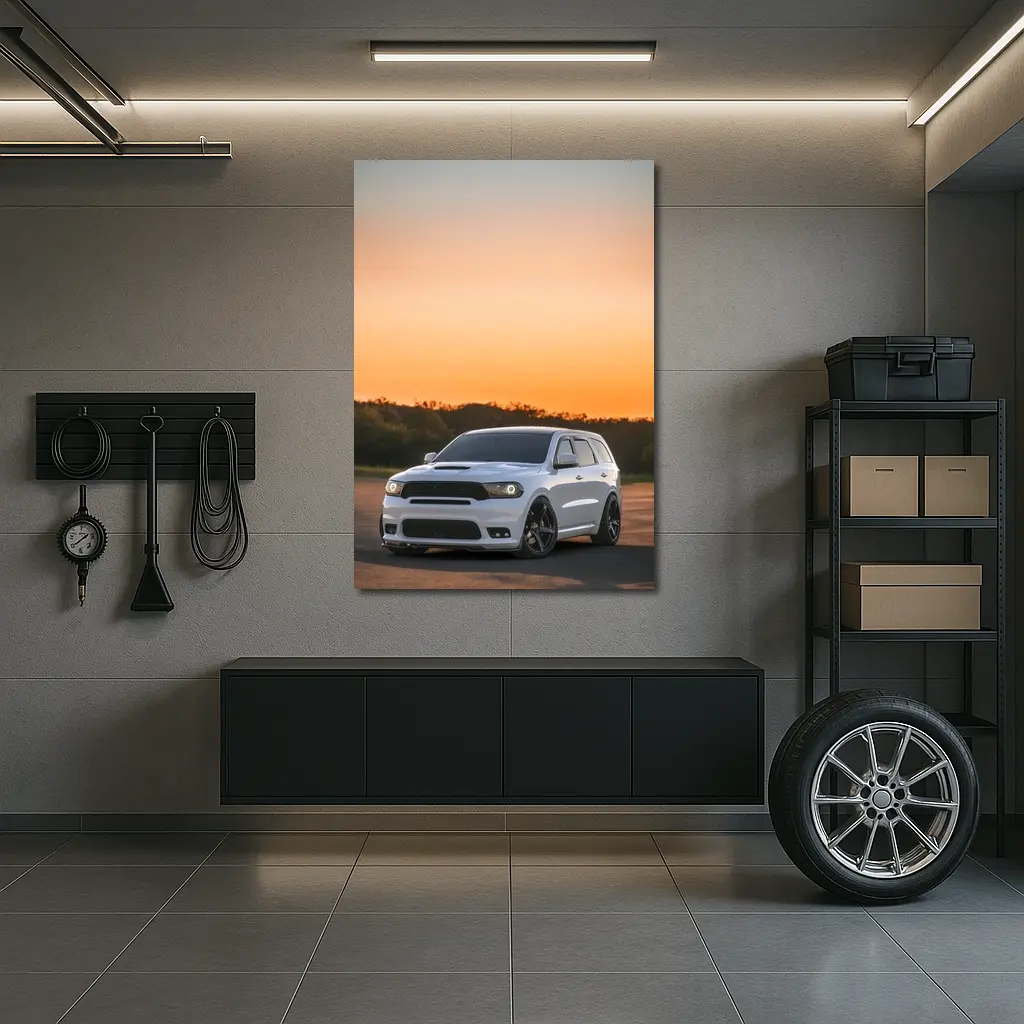 Dodge Durango SRT White Sunset Sky – Wall Art