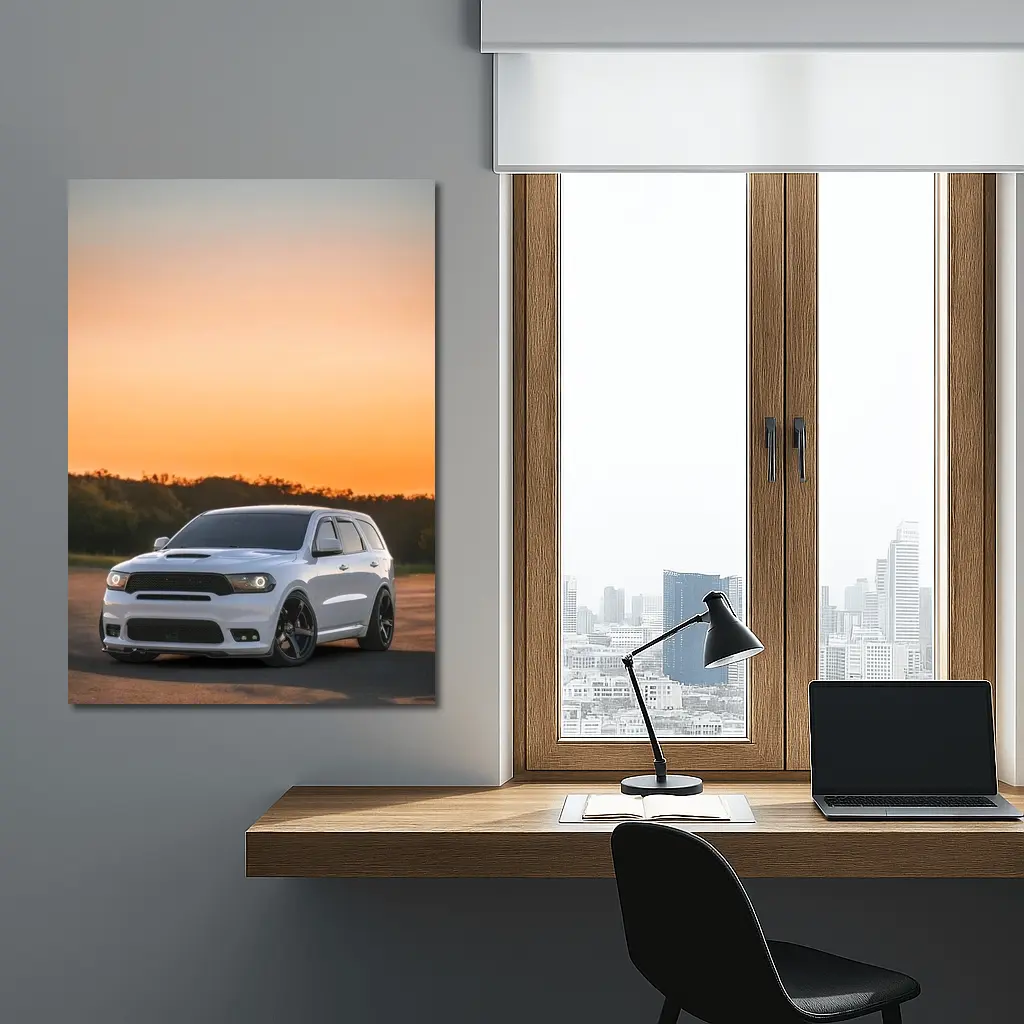 Dodge Durango SRT White Sunset Sky – Wall Art