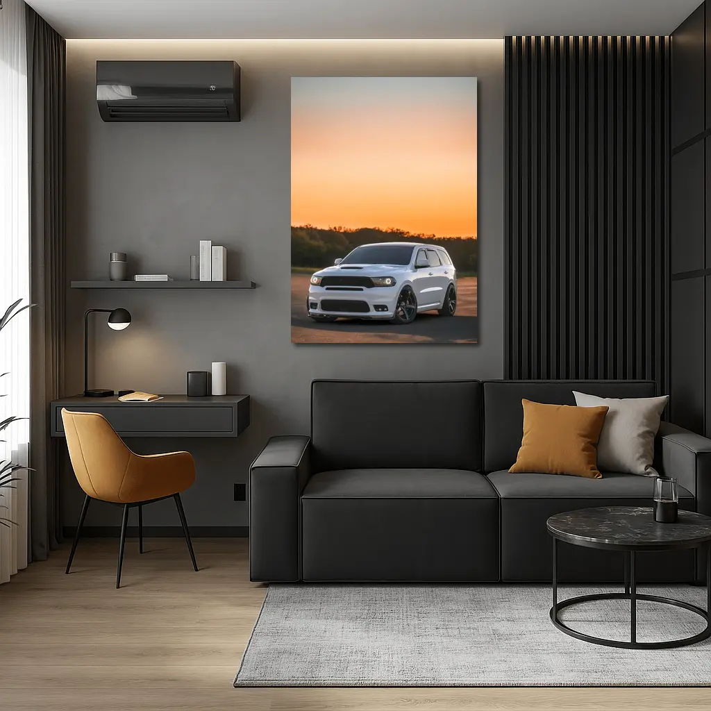 Dodge Durango SRT White Sunset Sky – Wall Art