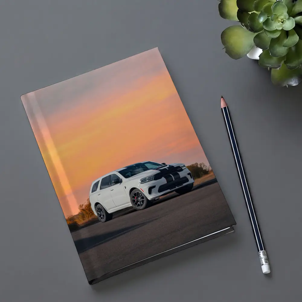 Dodge Durango White Stripes Sunset Sky – Notebooks