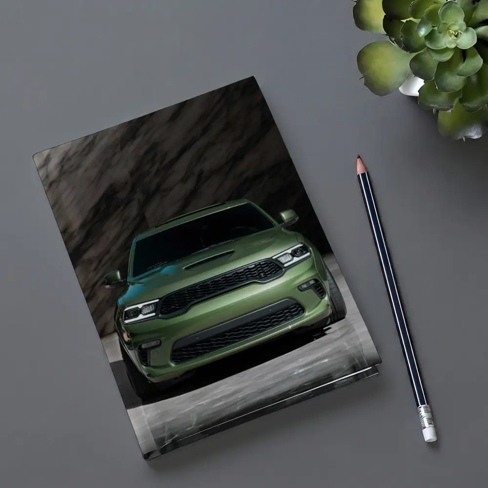 Dodge Durango Green Front View Marble Background – Notebooks