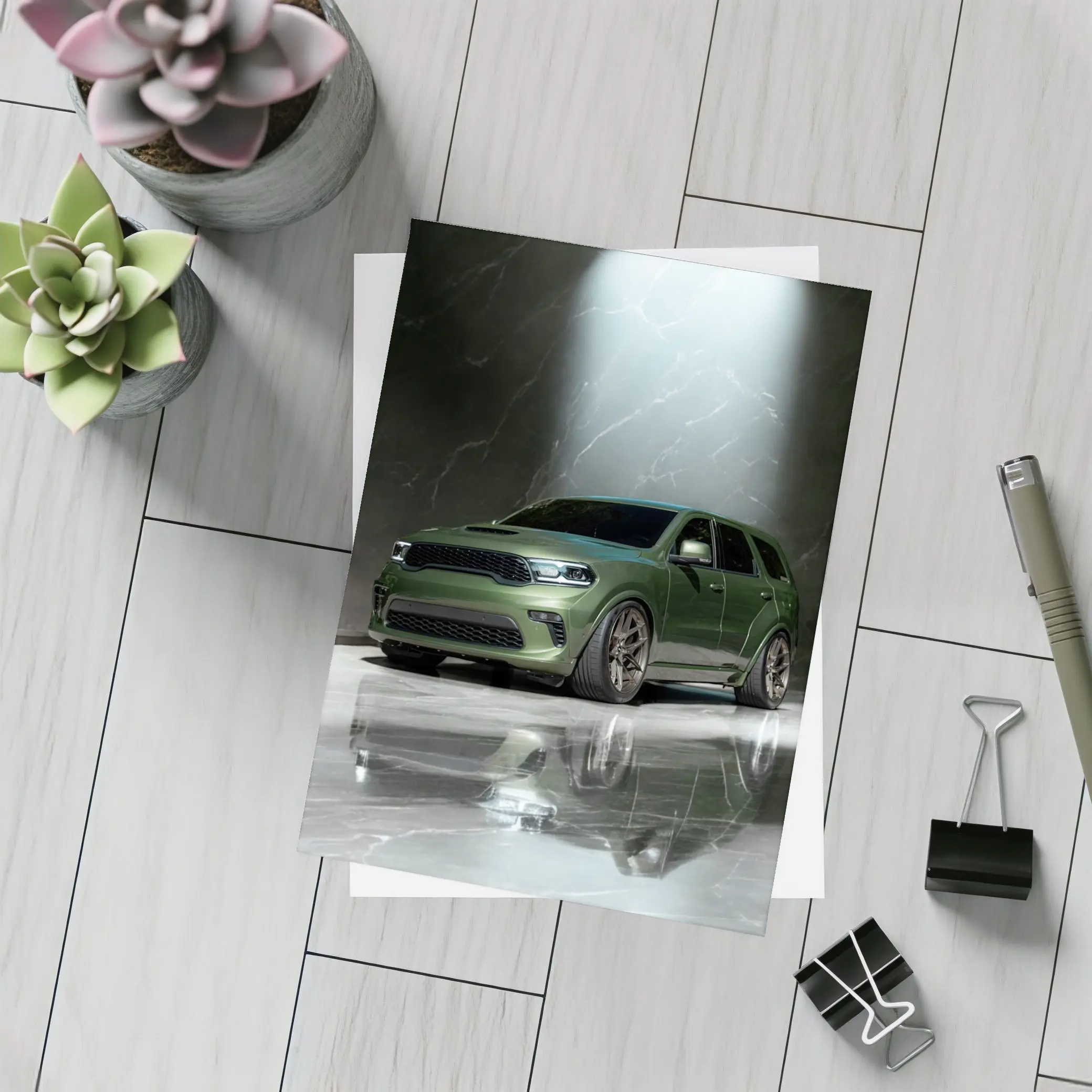 Dodge Durango Green SUV Marble Studio – Postcards