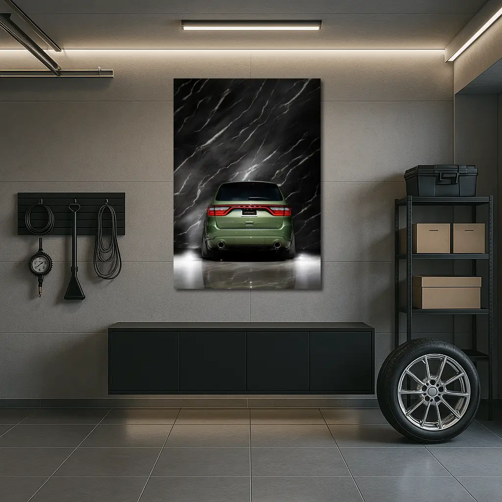 Dodge Durango Green Rear Marble Background – Wall Art