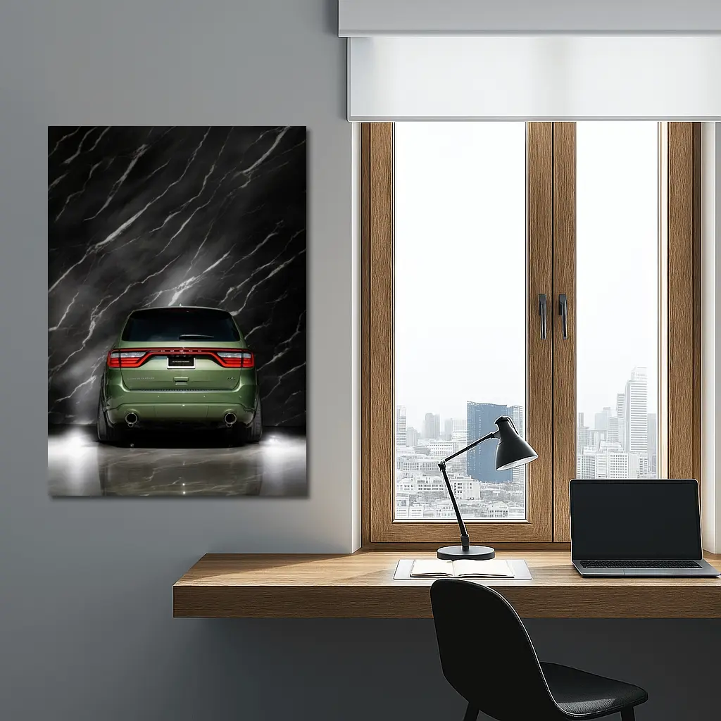 Dodge Durango Green Rear Marble Background – Wall Art