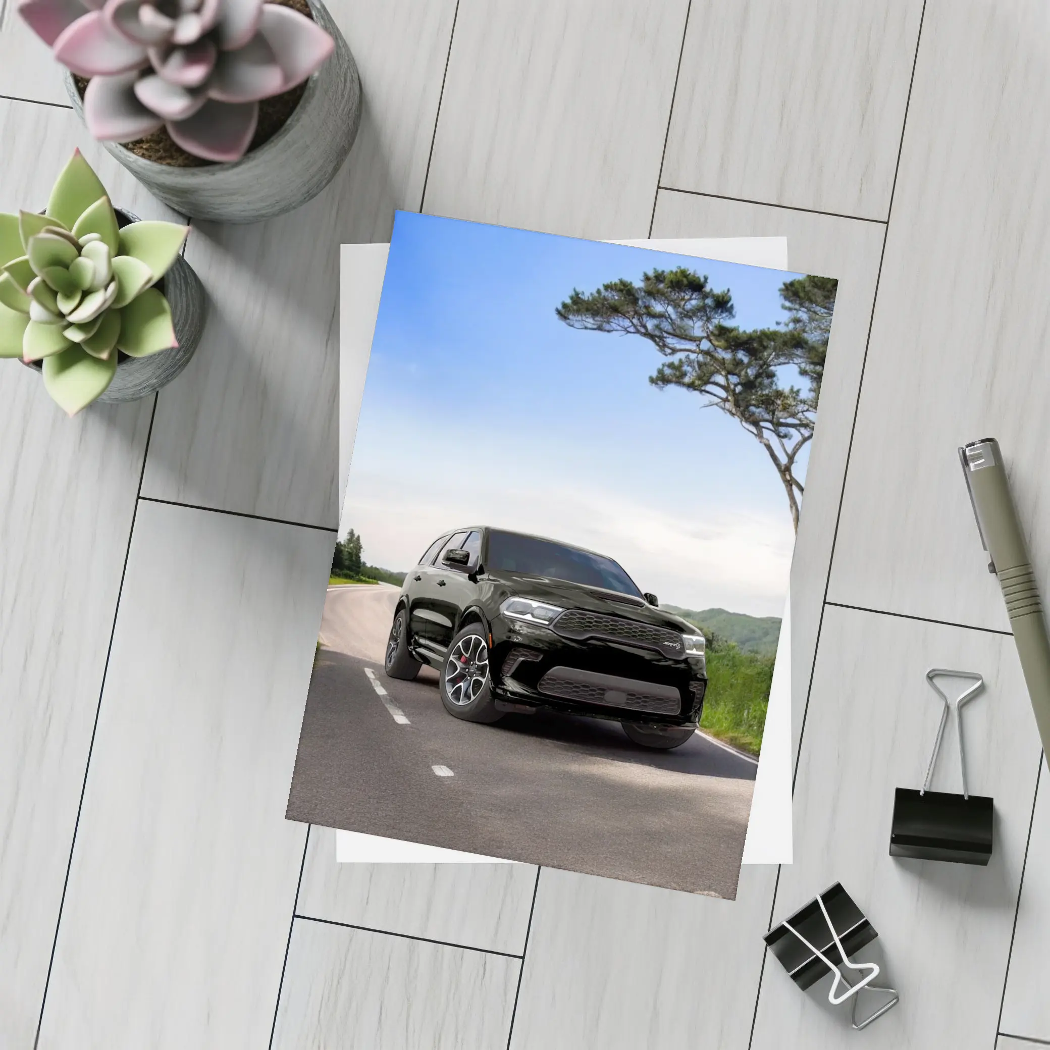 Dodge Durango Black SUV Open Road – Postcards